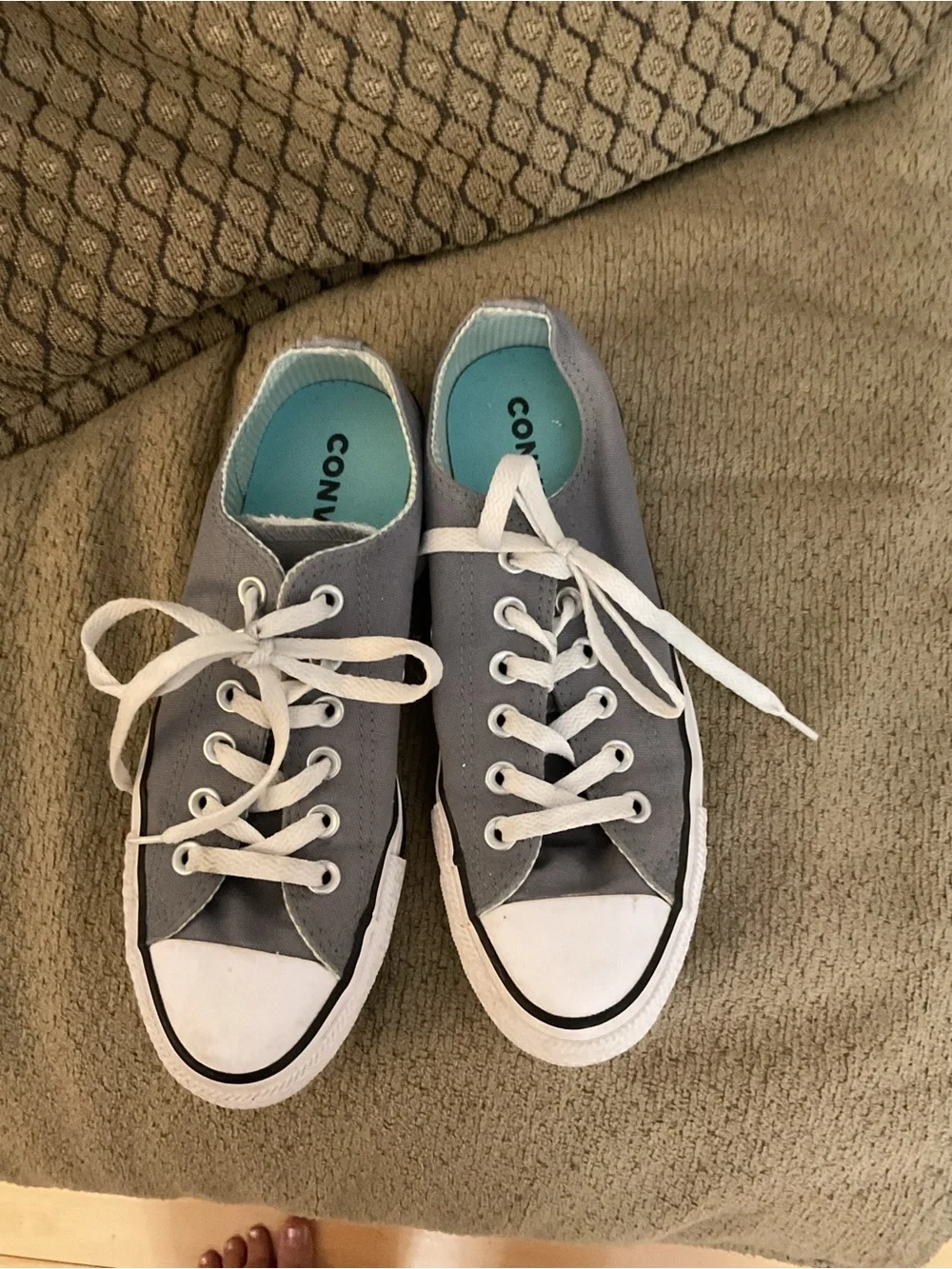 Converse All Star Double Tongue Womens Size 7 Sneakers Gray & Aqua